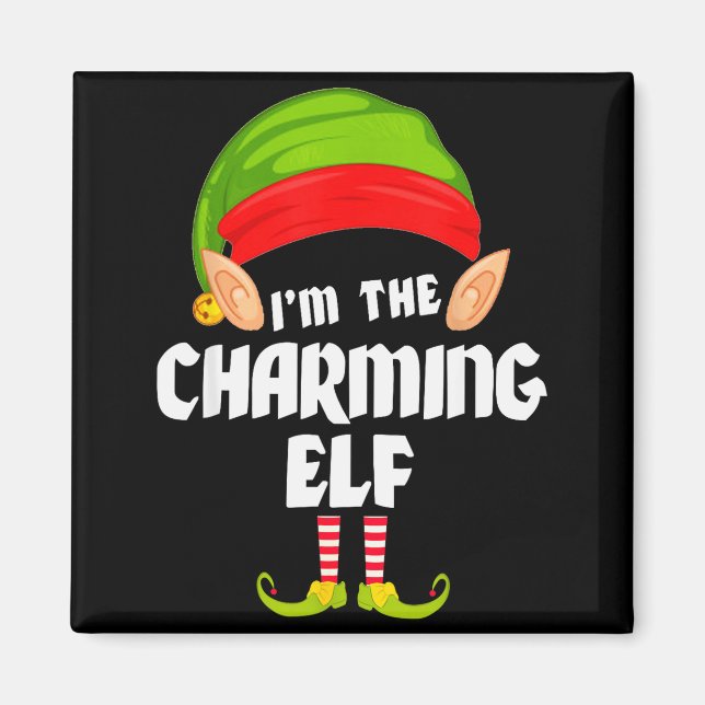 Imán Funny Charming Elf Matching Family Group Pj Christ (Frente)