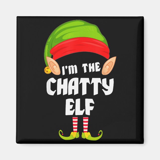Imán Funny Chatty Elf Matching Family Group Pj Christma (Frente)