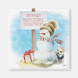 Imán Funny Chihuahua Snowman Magnet