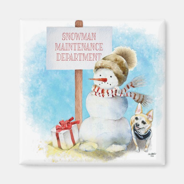 Imán Funny Chihuahua Snowman Magnet (Frente)