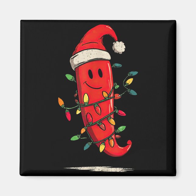 Imán Funny Chili Pepper Christmas Graphics Lights Lover (Frente)
