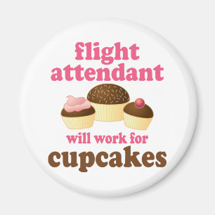 Imán Funny Chocolate Cupcakes Flight Attendt