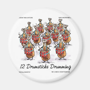 Imán Funny Christmas 12 Drumsticks Drumming Gifts & Tee