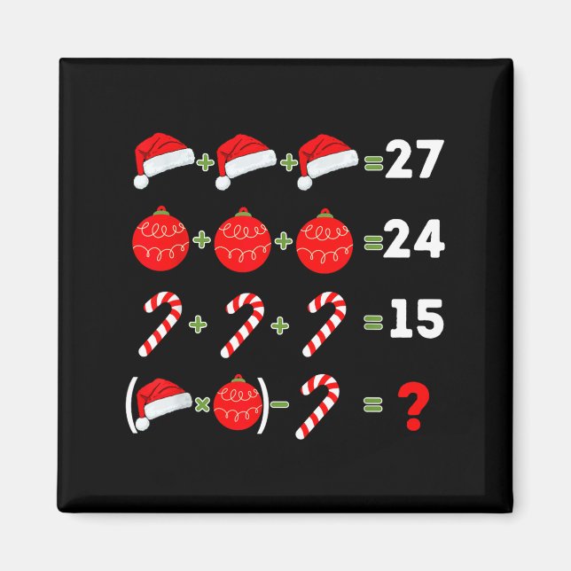 Imán Funny Christmas 6 7 Puzzle Santa Hat Ornament Cand (Frente)