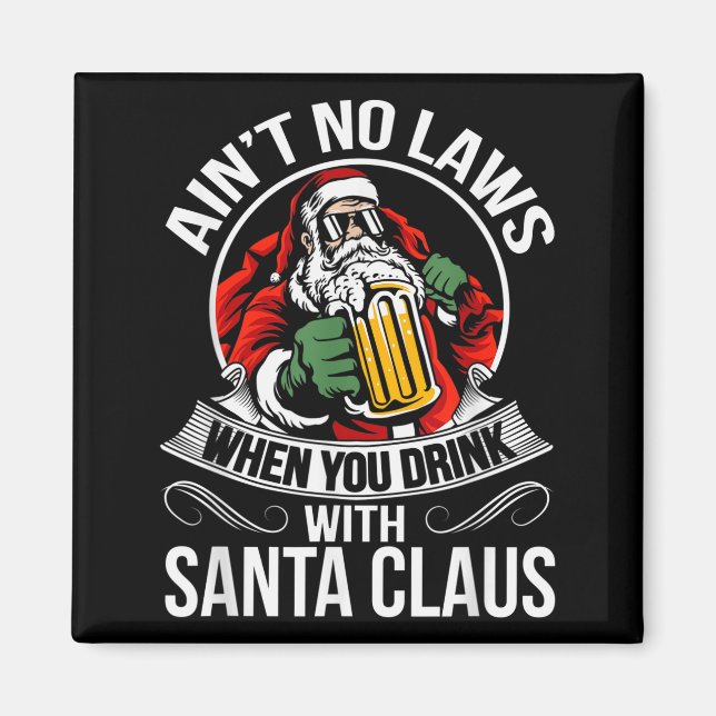 Imán Funny Christmas Beer Drinking With Santa Clause  (Frente)