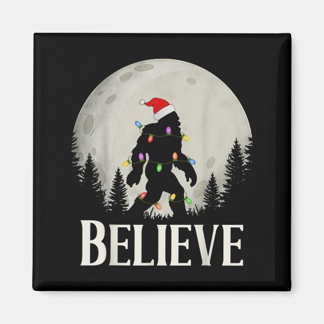 Imán Funny Christmas Bigfoot Santa Hat Moon Sasquatch K (Frente)