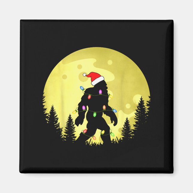 Imán Funny Christmas Bigfoot Santa Hat Moon Sasquatch M (Frente)