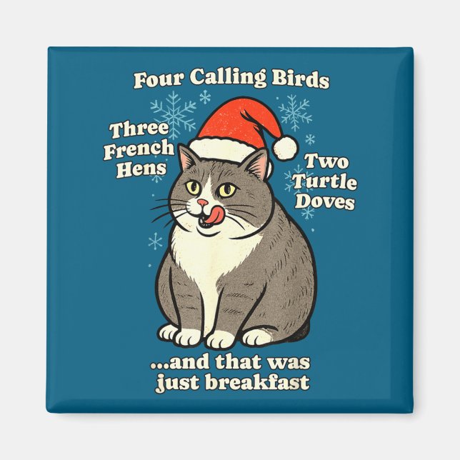 Imán Funny Christmas Cat Meme Caroling Holiday Santa Ha (Frente)