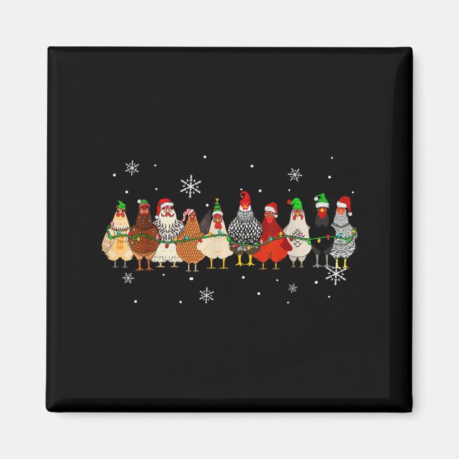 Imán Funny Christmas Chickens Xmas Chicken Farm Animals (Frente)