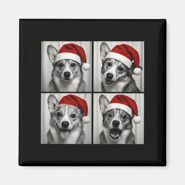 Imán Funny Christmas Corgi Santa Dog Lover Photo Booth  (Frente)