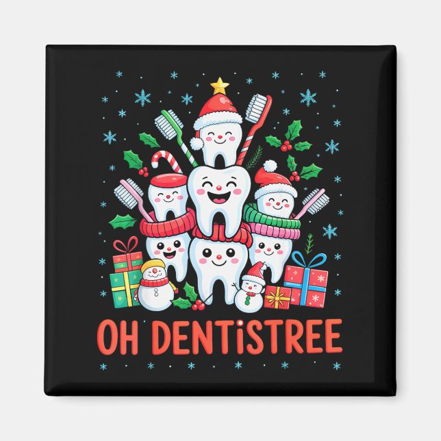 Imán Funny Christmas Dentist Xmas Dental Oh Dentistree  (Frente)