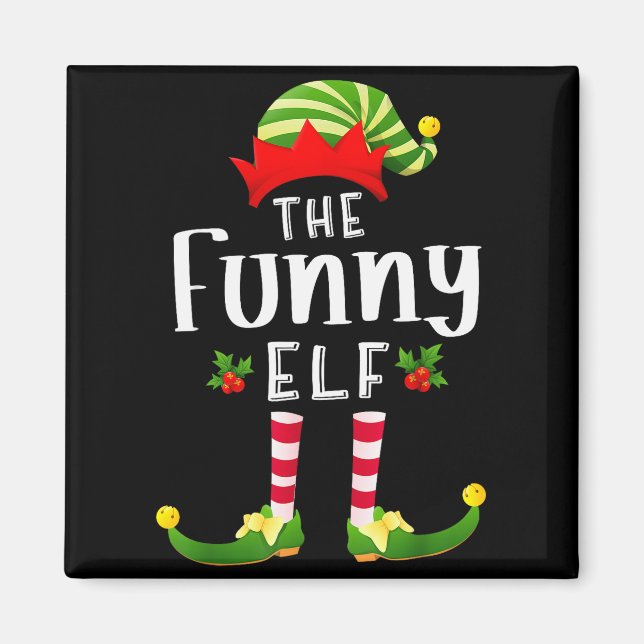 Imán Funny Christmas Elf Matching Pajama X-mas Party  (Frente)