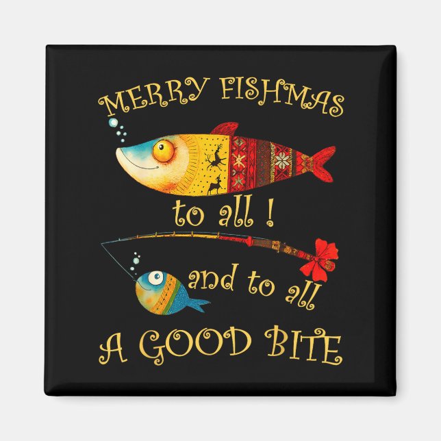 Imán Funny Christmas Fisherman's Merry Fishmas To All F (Frente)