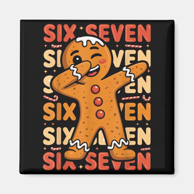 Imán Funny Christmas Gingerbread Cookie Dab Six Seven 6 (Frente)