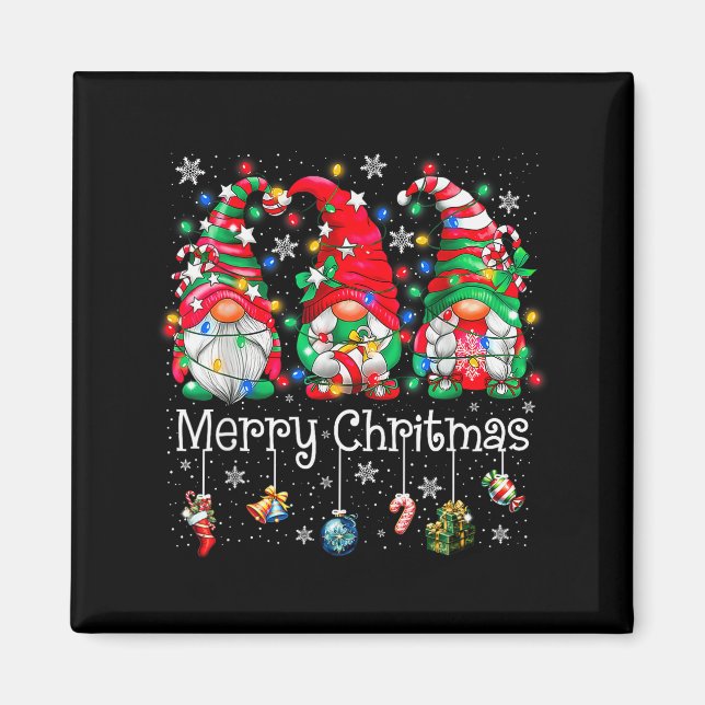 Imán Funny Christmas Gnome Hanging With My Gnomies Fami (Frente)