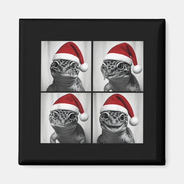 Imán Funny Christmas Leopard Gecko Santa Photo Booth  (Frente)