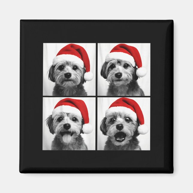 Imán Funny Christmas Morkie Santa Dog Lover Photo Booth (Frente)