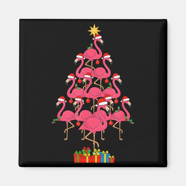 Imán Funny Christmas Nk Flamingo Tree Holiday Bird Love (Frente)