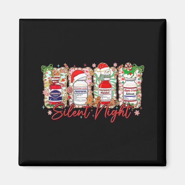 Imán Funny Christmas Nurse Silent Night Medical Humor  (Frente)
