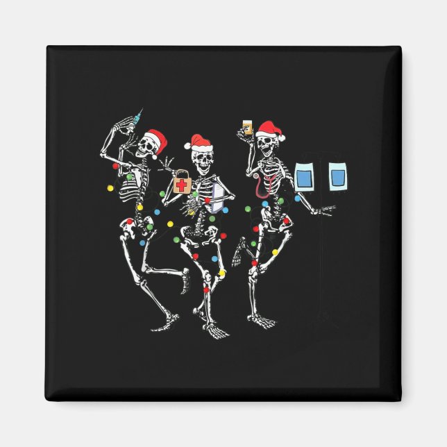 Imán Funny Christmas Nurse Skeleton Nurse Dance Stethos (Frente)