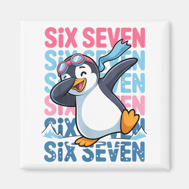 Imán Funny Christmas Penguin Dabbing Xmas Dab Six Seven (Frente)