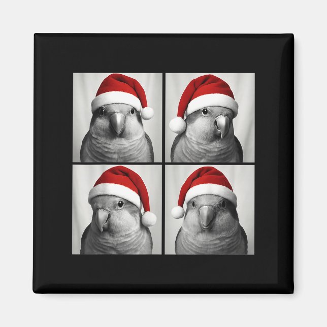 Imán Funny Christmas Quaker Parrot Santa Photo Booth  (Frente)