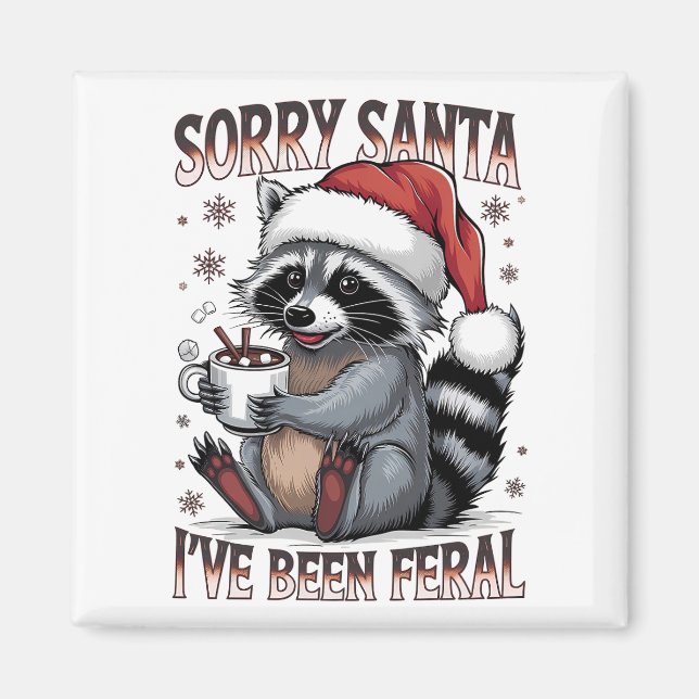 Imán Funny Christmas Raccoon Magnet (Frente)
