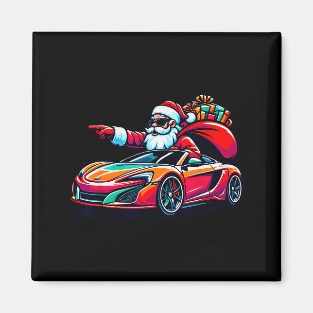 Imán Funny Christmas Santa Claus Driving Srt Car Xmas P (Frente)