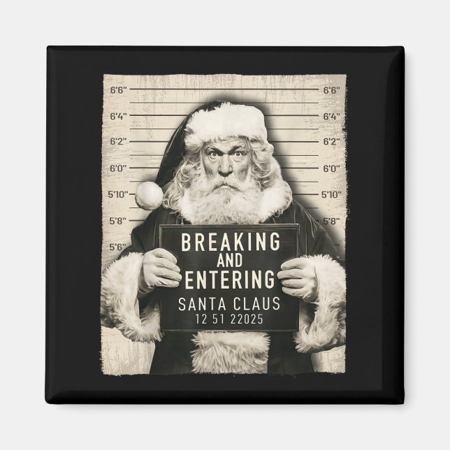 Imán Funny Christmas Santa Claus Humor Mugshot Xmas Men (Frente)