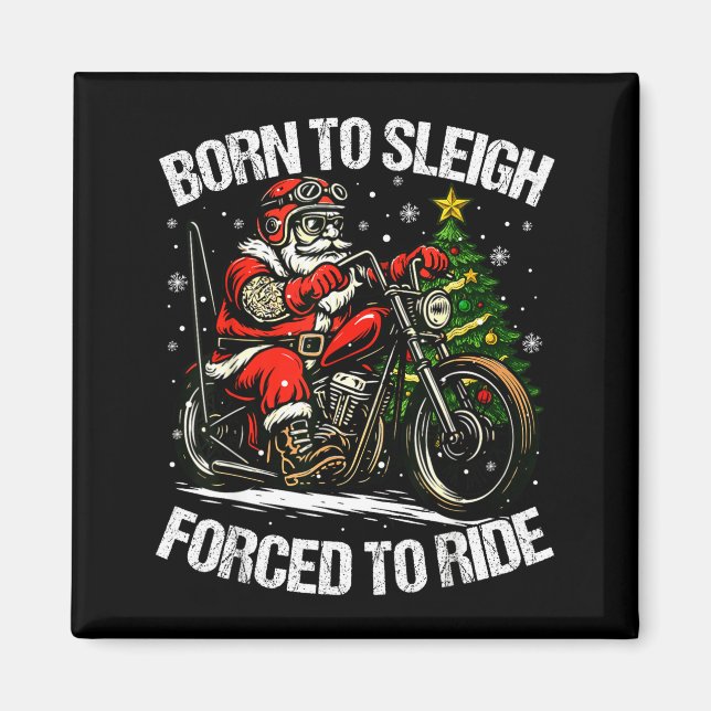 Imán Funny Christmas Santa Riding Motorcycle Bike Biker (Frente)