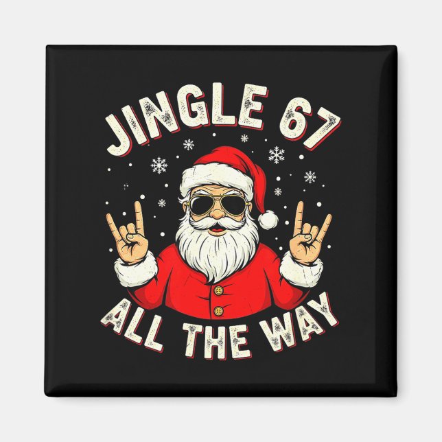 Imán Funny Christmas Six Seven Santa Rock N' Roll Hands (Frente)