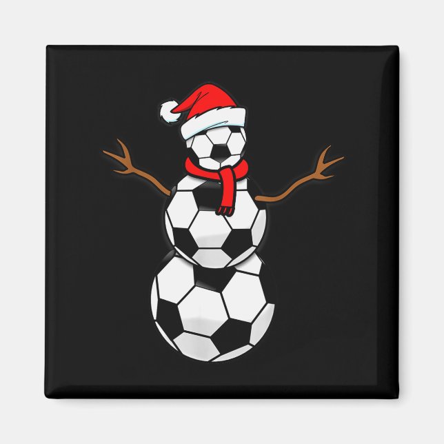 Imán Funny Christmas Soccer Santa Snowman  (Frente)