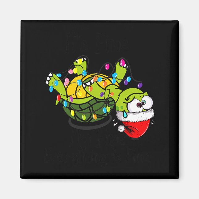 Imán Funny Christmas Turtle It's Fine I'm Fine Everythi (Frente)