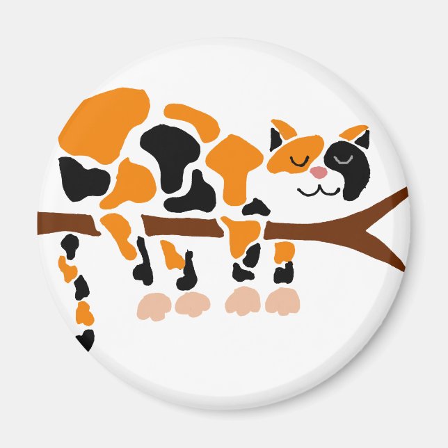 Imán Funny Colorful Calico Cat Art (Frente)