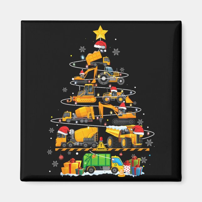Imán Funny Construction Excavator Truck Christmas Tree  (Frente)