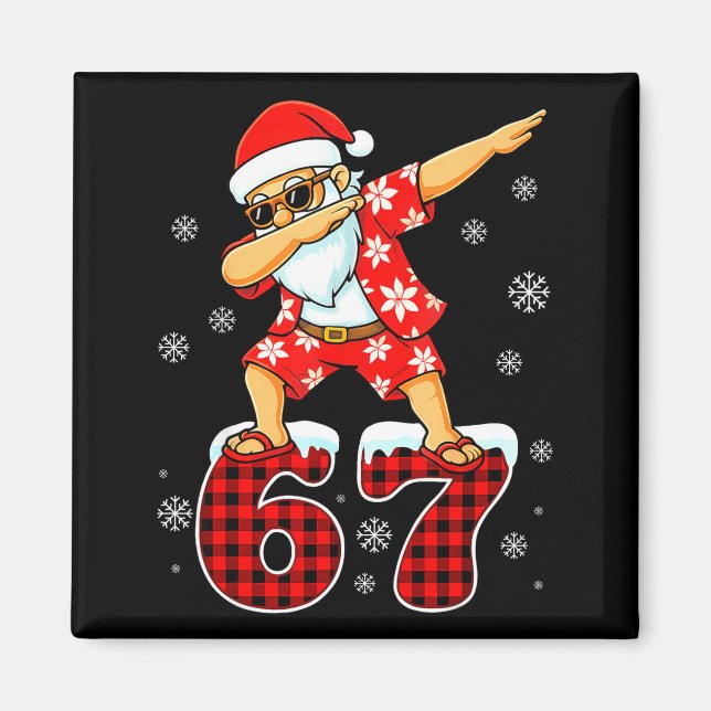 Imán Funny Cool Dabbing Santa Hawaii 67 Meme Christmas  (Frente)