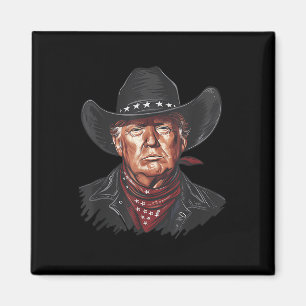 Imán Funny Cowboy Occidental Donald Trump Bandera de Es