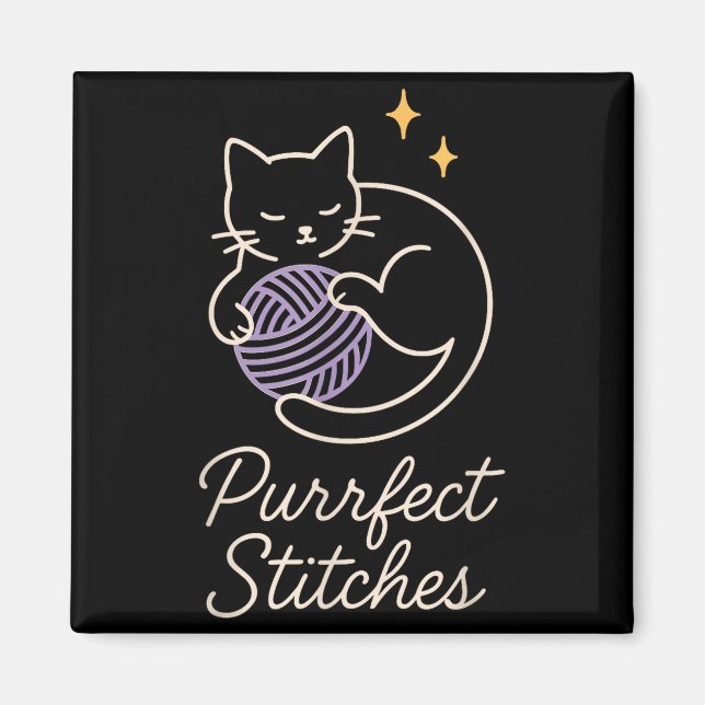 Imán Funny Crochet Cat Mom Yarn Lover Pun Humor Handmad (Frente)