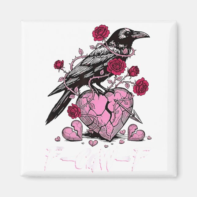 Imán Funny Crow F-caw-f Valentines Day Black Bird Fcawf (Frente)
