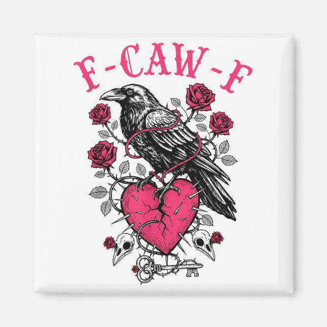 Imán Funny Crow F-caw-f Valentines Day Black Bird Fcawf (Frente)