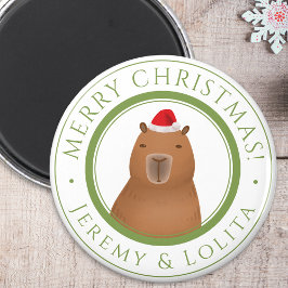 Imán Funny Cute Capybara Santa Navidades