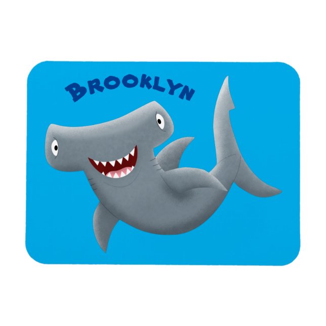 Imán Funny cute Hammerhead shark cartoon (Horizontal)