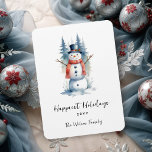 Imán Funny Cute MInimalist Snowman Frosted Forest<br><div class="desc">Funny Cute MInimalist Snowman Frosted Forest Christmas Magnets. Add a festive touch to your home this Christmas with our Funny Cute Minimalist Snowman Frosted Forest Christmas Magnets. These charming magnets feature a minimalist design of a cheerful snowman, surrounded by a beautiful frosted forest landscape, bringing joy and style to any...</div>