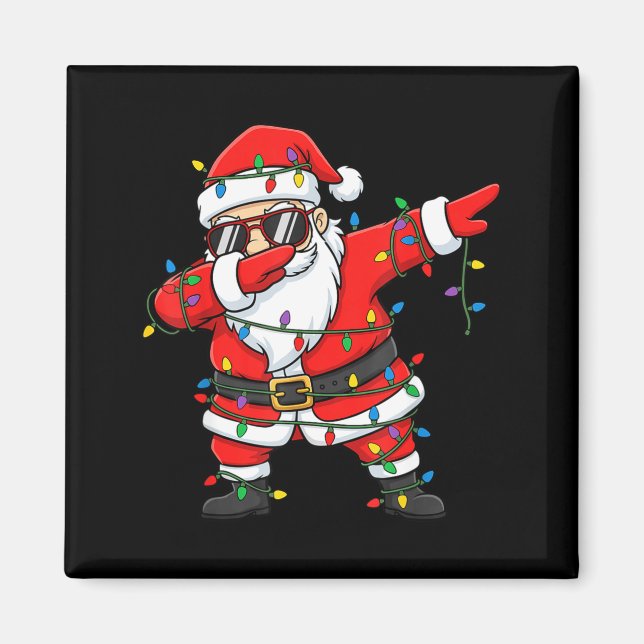 Imán Funny Dabbing Santa Xmas Lights Men Boys Girls Chr (Frente)