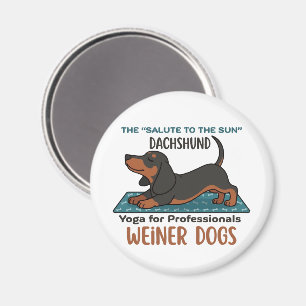 Imán Funny dachshund doing the sun salutation (yoga)