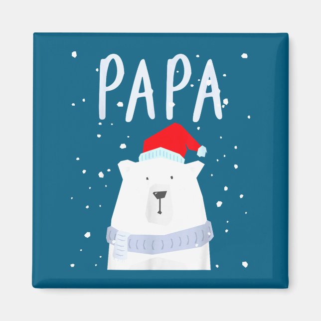 Imán Funny Dad Bear Christmas Saint Hat Couples Family  (Frente)
