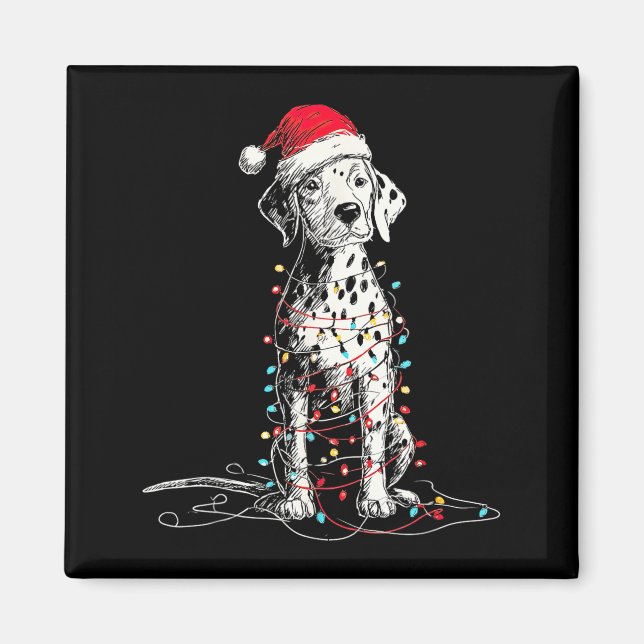 Imán Funny Dalmatian Christmas Graphics Dog Lights Love (Frente)