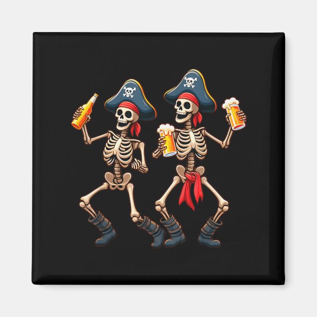 Imán Funny Dancing Rate Skeletons Beer Drinking Hallowe (Frente)
