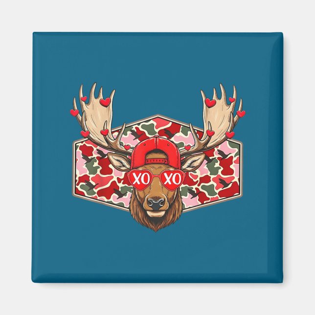 Imán Funny Deer Hunting Buck Camo Valentines Day Men Wo (Frente)