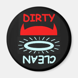 Imán Funny Devil Angel Dirty Clean Round Dishwasher